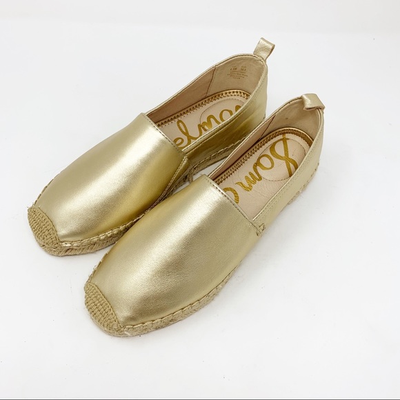 gold leather espadrilles